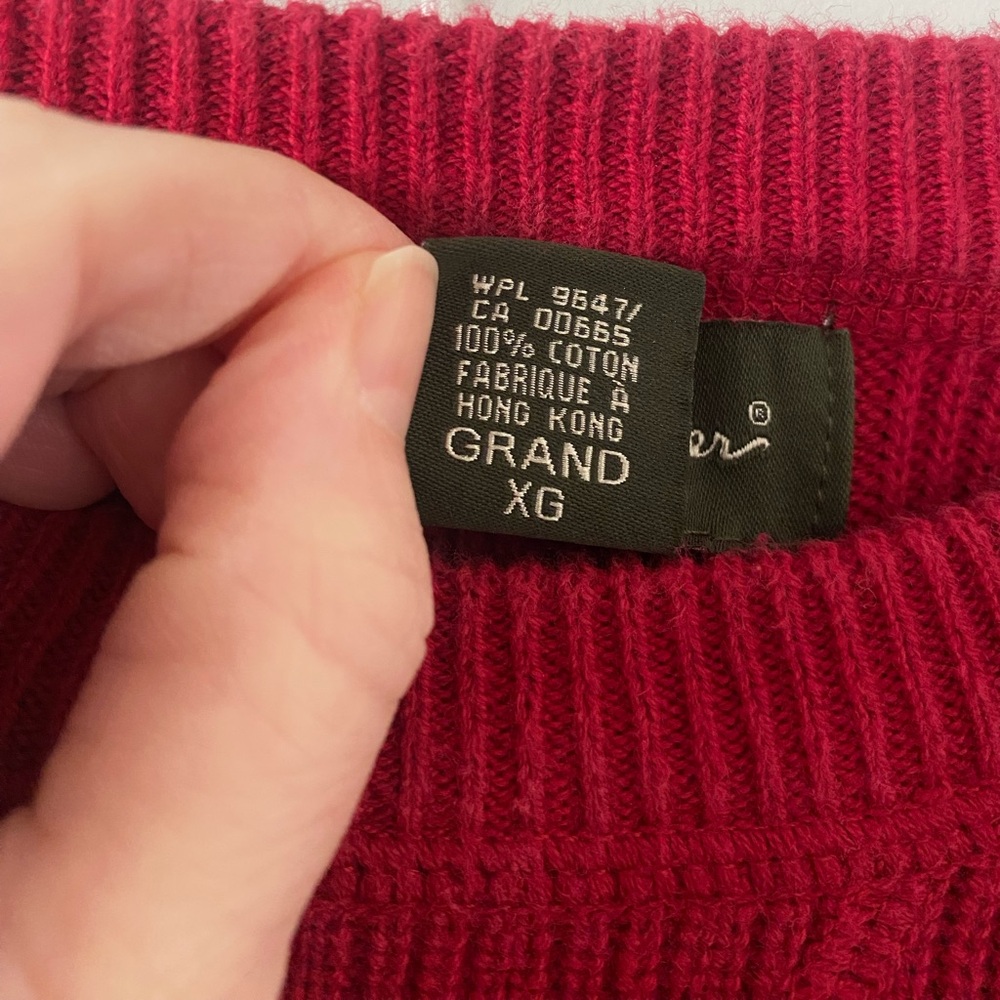 Vtg Eddie Bauer Classic Preppy Red Ribbed Crewneck Thick Knit Sweater XL Tall - Picture 5 of 7